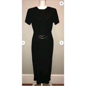 Rare Scarlett Dress M 6 Vintage JFK 90s 1980s Y2K HTF Black Maxi Midi VTG NYC